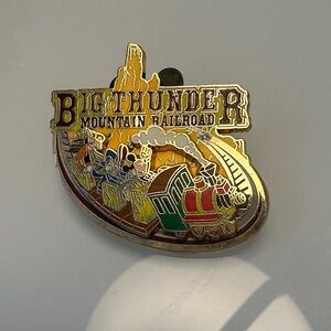 Disney Big Thunder Mountain Railroad Enamel Pin - Gold, Yellow, Red, Green